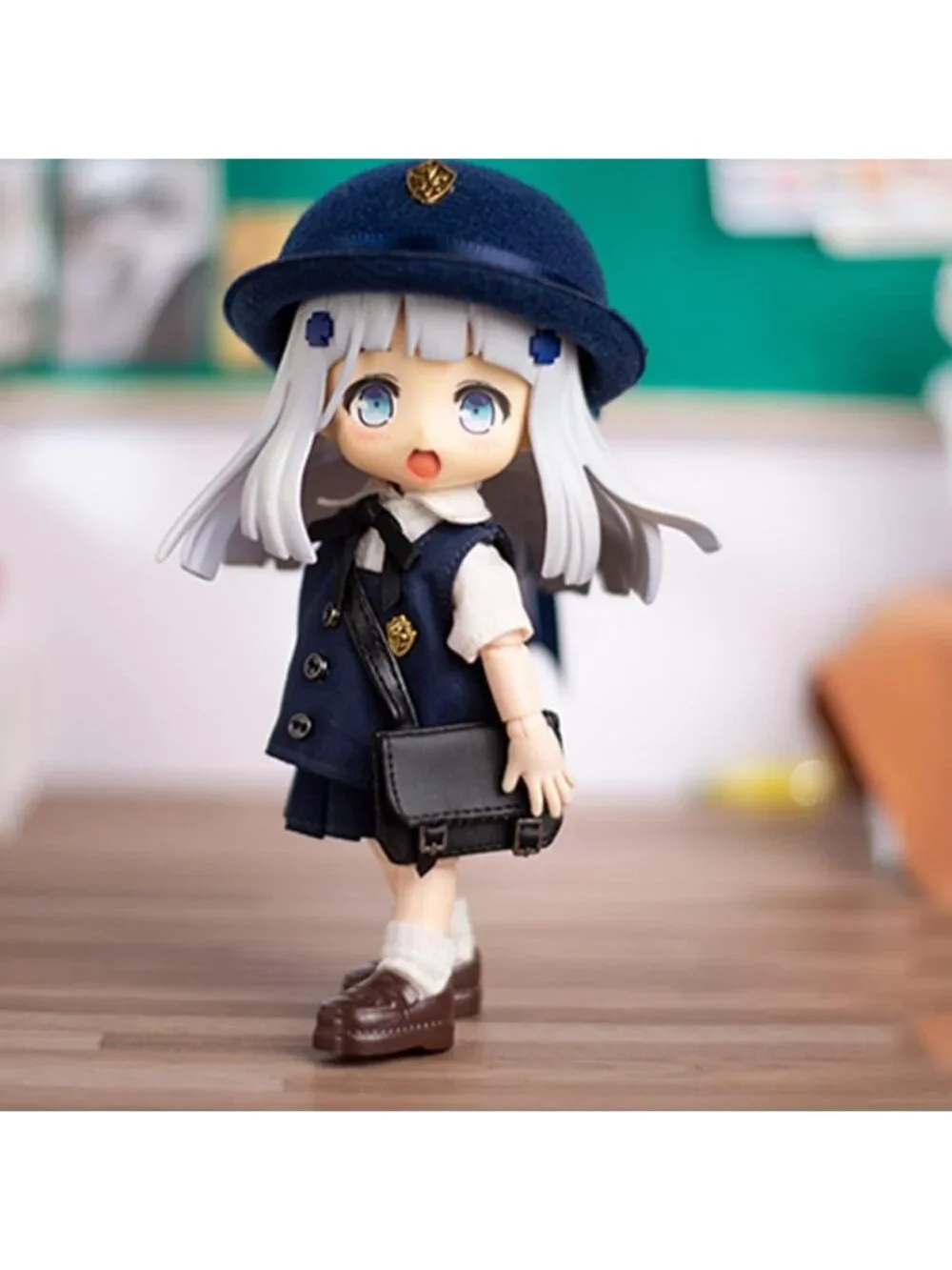 Kindergarten Uniform Set for 1/12 BJD Dolls - Hat, Vest, Shirt, Skirt & Backpack